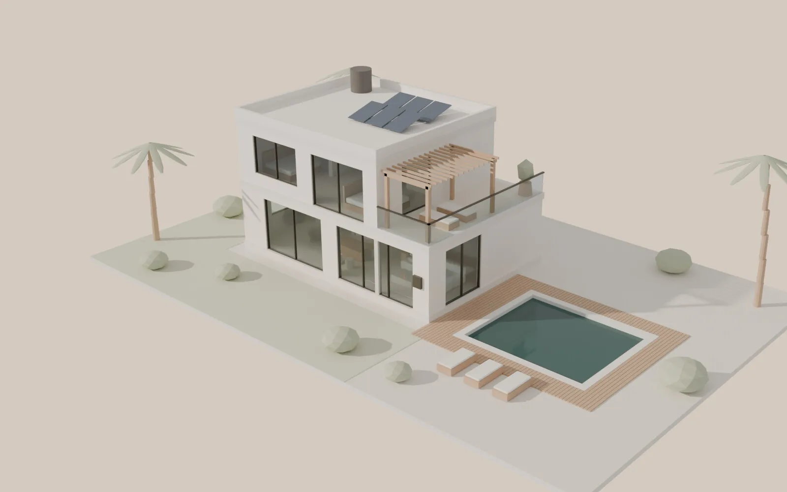 Render de la Casa Arias, modelo 3D del catálogo de servicios